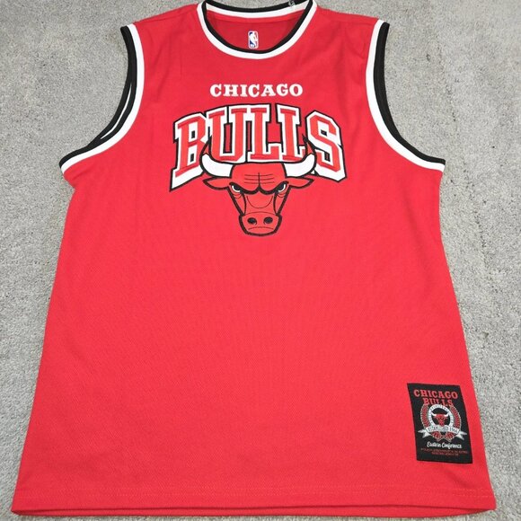 Chicago Bulls Basketball Jersey Mens Large Red 2-Sided Printed Spell Out‎ NBA - Picture 2 of 8